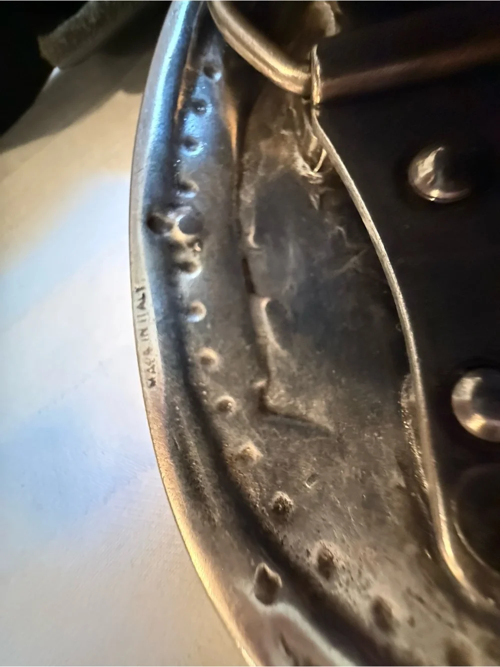 Just Cavalli Distressed Silver Oval Logo Buckle with Black Strap